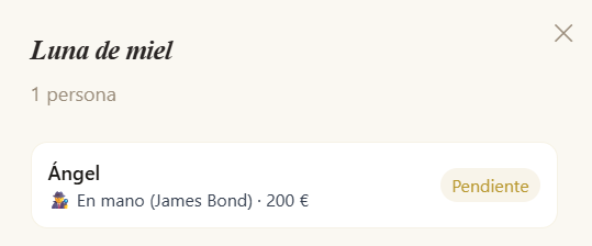 Regalo con el botón Ver para consultar participantes