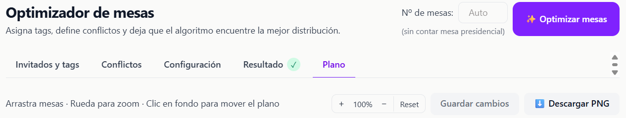 Botón de descarga del plano de mesas